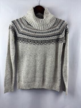 Women’s Columbia Small Greige Patterned Turtleneck Sweater